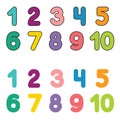 Funny children font with color numbers. Colorful vector illustration